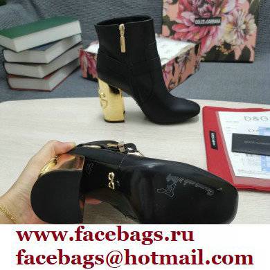 Dolce  &  Gabbana Heel 10.5cm Leather Ankle Boots Black with DG Karol Heel and Buckle 2021